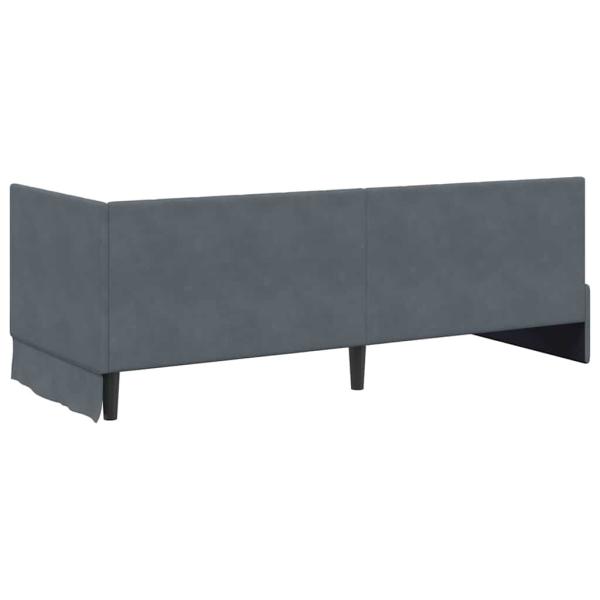 Eckbettgestell mit Kopfteil Dunkelgrau 80 x 200 cm Samt