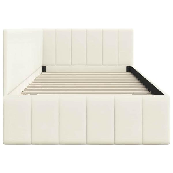 Eckbettgestell mit Kopfteil Creme 90 x 200 cm Samt