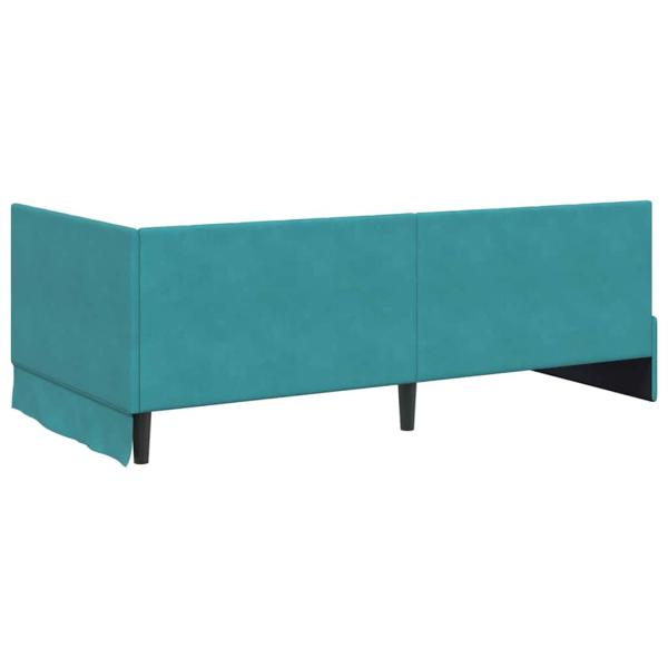 Eckbettgestell mit Kopfteil Türkis 90 x 200 cm Samt