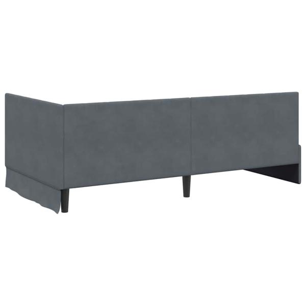 Eckbettgestell mit Kopfteil Dunkelgrau 100 x 200 cm Samt