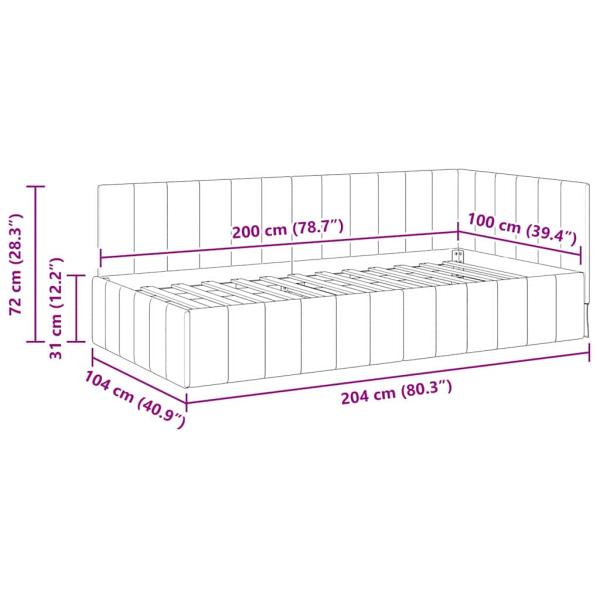Eckbettgestell mit Kopfteil Schwarz 100 x 200 cm Samt