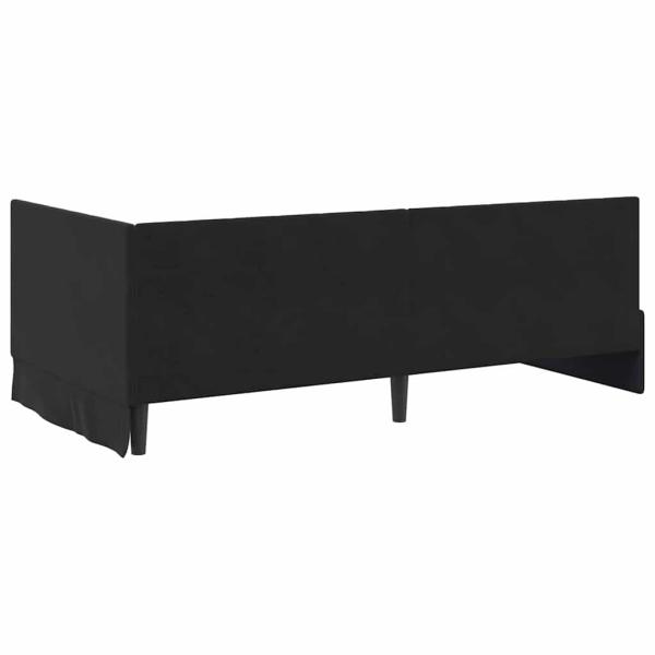 Eckbettgestell mit Kopfteil Schwarz 100 x 200 cm Samt