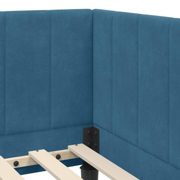 Eckbettgestell mit Kopfteil Blau 80 x 200 cm Samt