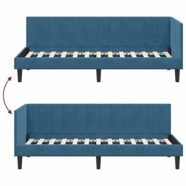 Eckbettgestell mit Kopfteil Blau 80 x 200 cm Samt