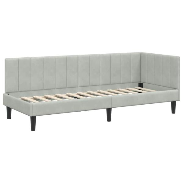 Eckbettgestell mit Kopfteil Hellgrau 80 x 200 cm Samt