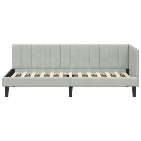 Eckbettgestell mit Kopfteil Hellgrau 80 x 200 cm Samt