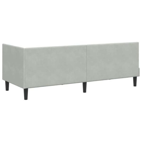 Eckbettgestell mit Kopfteil Hellgrau 80 x 200 cm Samt