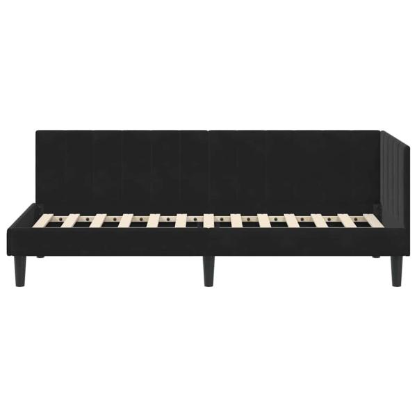 Eckbettgestell mit Kopfteil Schwarz 80 x 200 cm Samt