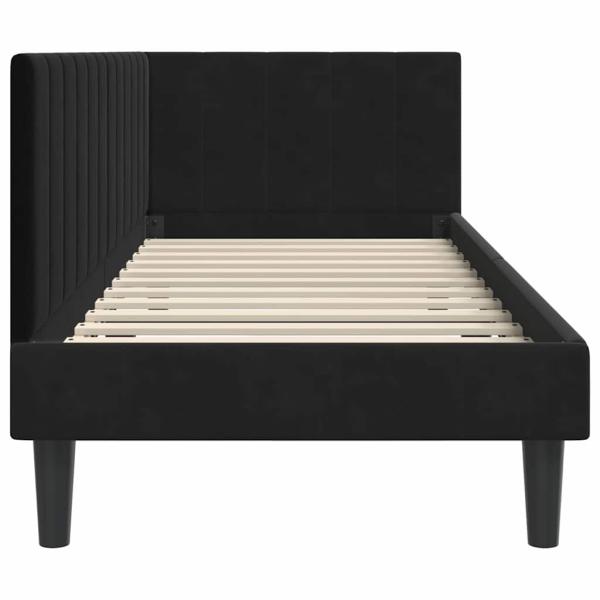 Eckbettgestell mit Kopfteil Schwarz 80 x 200 cm Samt