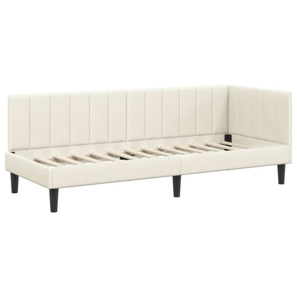 Eckbettgestell mit Kopfteil Creme 80 x 200 cm Samt