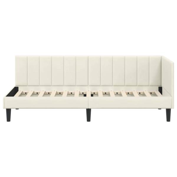 Eckbettgestell mit Kopfteil Creme 80 x 200 cm Samt