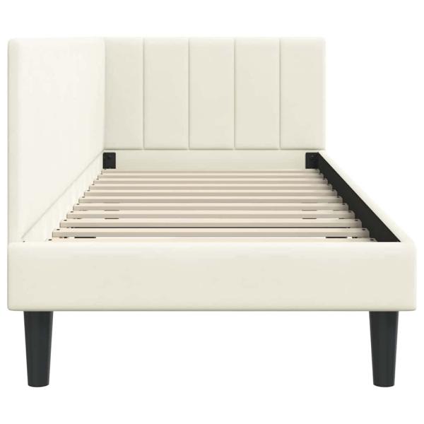 Eckbettgestell mit Kopfteil Creme 80 x 200 cm Samt