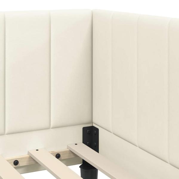 Eckbettgestell mit Kopfteil Creme 80 x 200 cm Samt