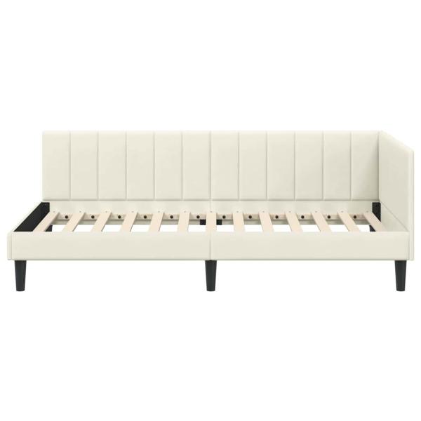 Eckbettgestell mit Kopfteil Creme 90 x 190 cm Samt