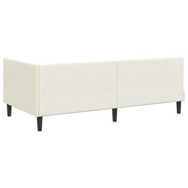 Eckbettgestell mit Kopfteil Creme 90 x 190 cm Samt