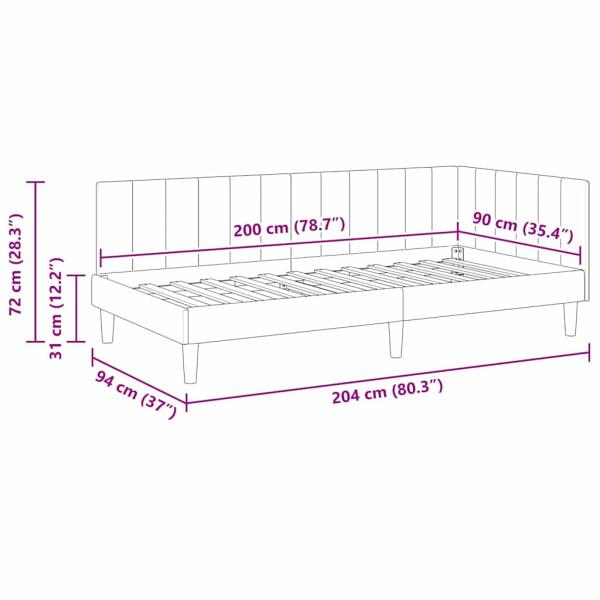 Eckbettgestell mit Kopfteil Gelb 90 x 200 cm Samt