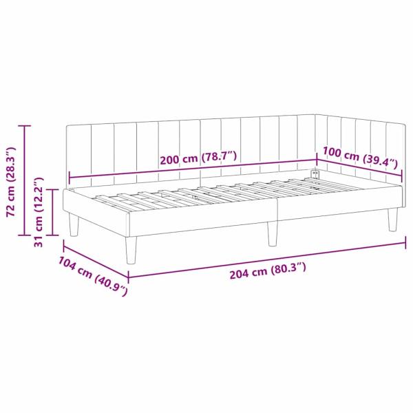 Eckbettgestell mit Kopfteil Blau 100 x 200 cm Samt
