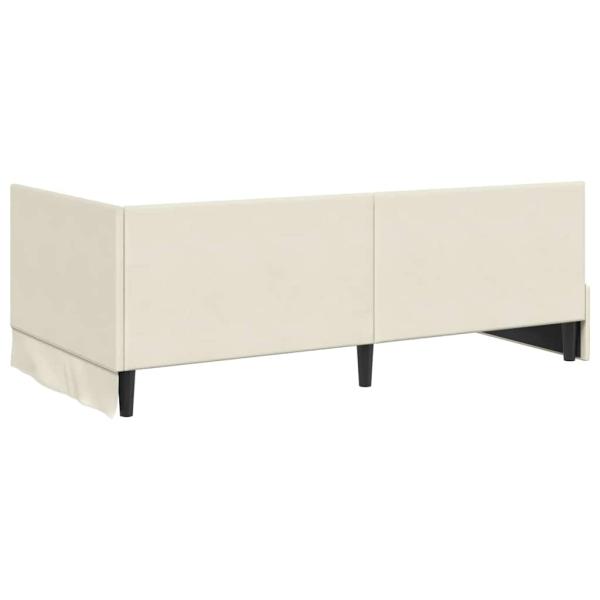 Eckbettgestell mit Kopfteil Creme 90 x 200 cm Samt