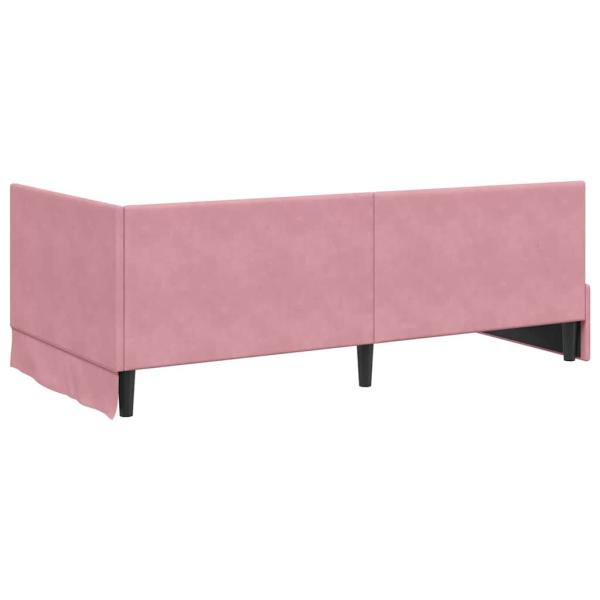 Eckbettgestell mit Kopfteil Rosa 100 x 200 cm Samt
