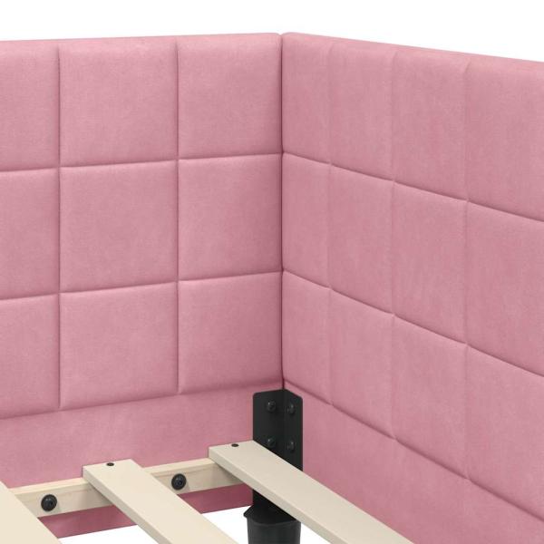 Eckbettgestell mit Kopfteil Rosa 100 x 200 cm Samt