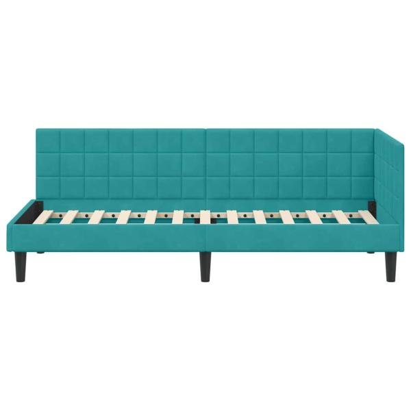 Eckbettgestell mit Kopfteil Türkis 80 x 200 cm Samt