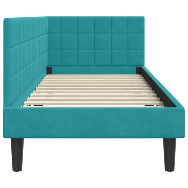 Eckbettgestell mit Kopfteil Türkis 80 x 200 cm Samt