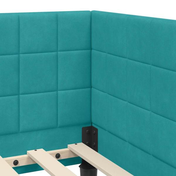 Eckbettgestell mit Kopfteil Türkis 80 x 200 cm Samt