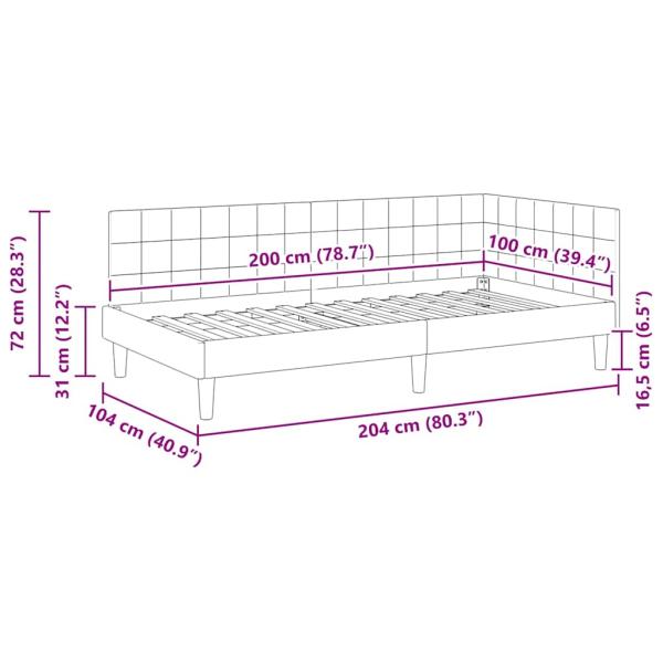 Eckbettgestell mit Kopfteil Dunkelgrau 100 x 200 cm Samt