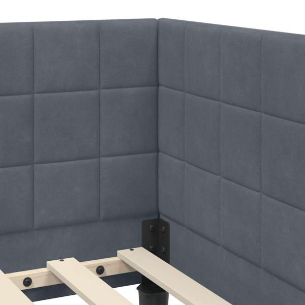 Eckbettgestell mit Kopfteil Dunkelgrau 100 x 200 cm Samt