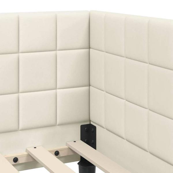Eckbettgestell mit Kopfteil Creme 100 x 200 cm Samt