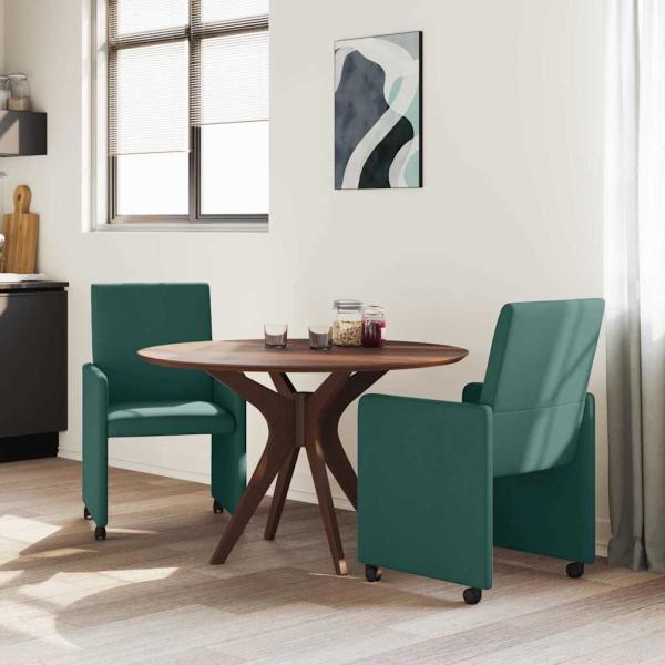 Esszimmerstuhl mit Rad 2 pcs Dunkelgrün 57 x 66 x 94 cm Stoff