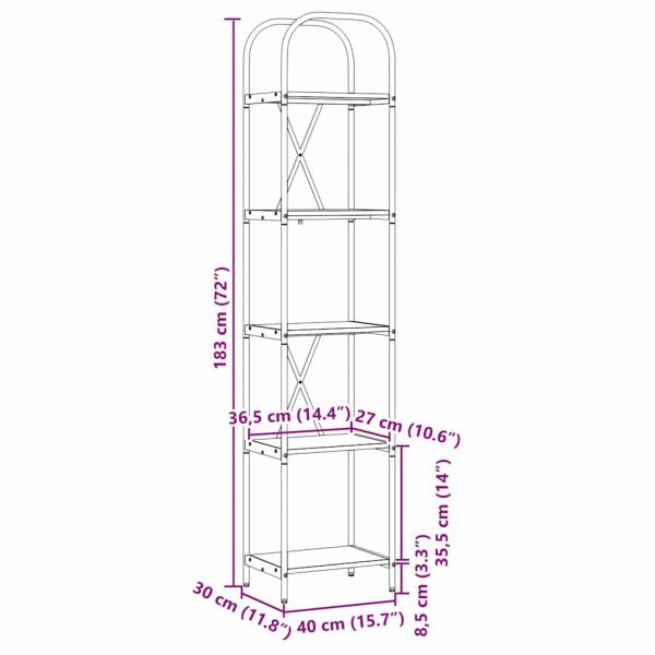 Regal Altholz 40 x 30 x 183 cm Holzwerkstoff