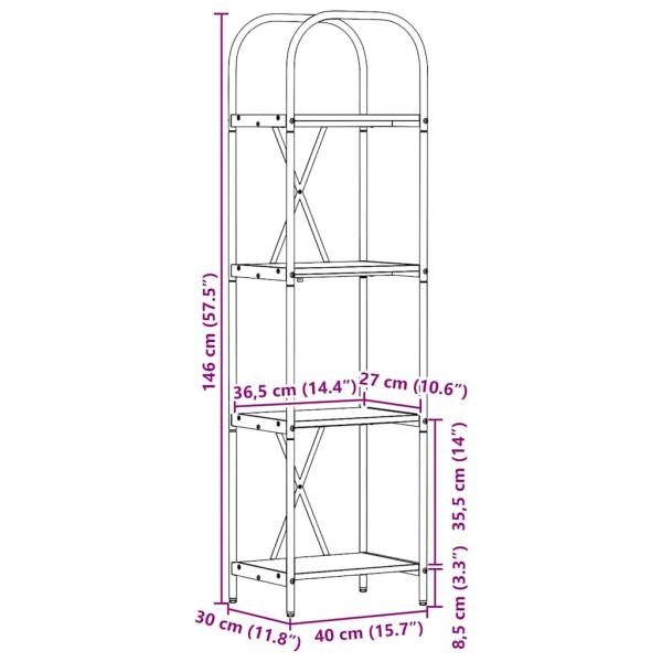 Regal Eiche handwerklich 40 x 30 x 146 cm Holzwerkstoff