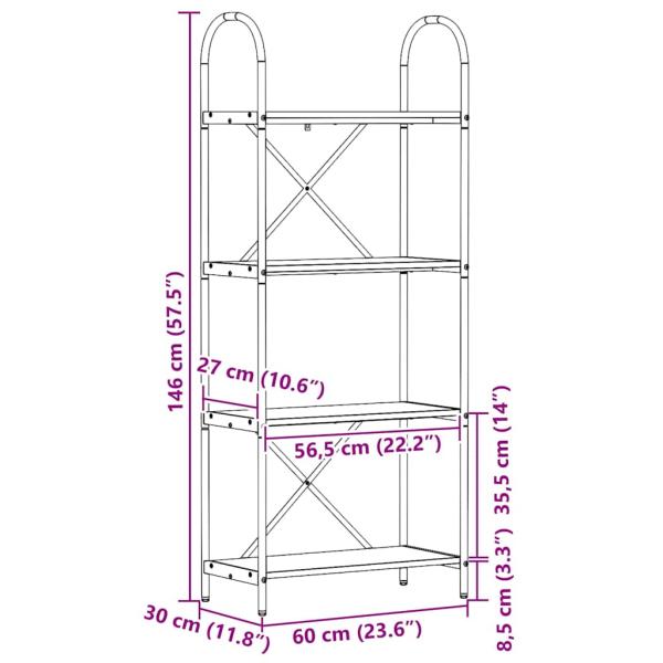 Regal Grau Sonoma 60 x 30 x 146 cm Holzwerkstoff