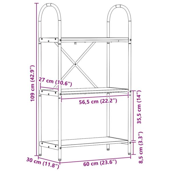 Regal Schwarze Eiche 60 x 30 x 109 cm Holzwerkstoff