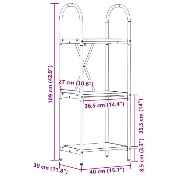 Regal Eiche handwerklich 40 x 30 x 109 cm Holzwerkstoff