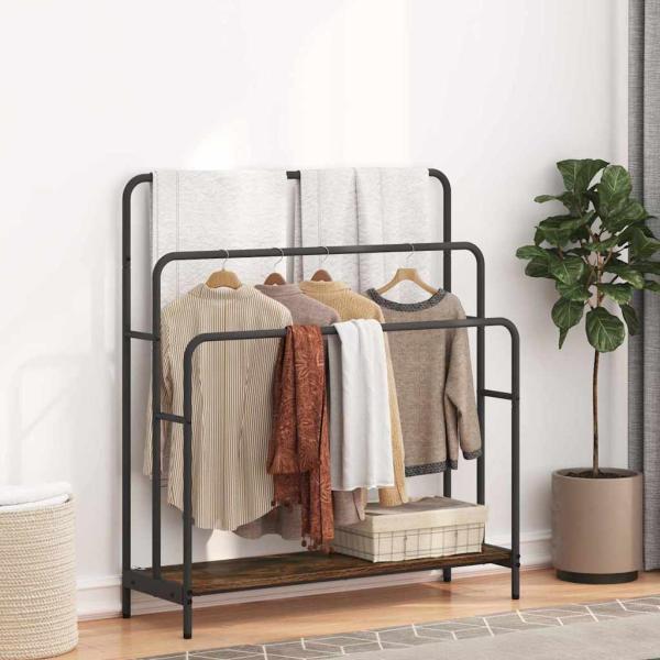 ARDEBO.de - Kleiderständer Räuchereiche 90 x 30 x 100,5 cm Holzwerkstoff