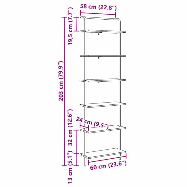 Regal Sonoma Eiche 60 x 24 x 203 cm Holzwerkstoff