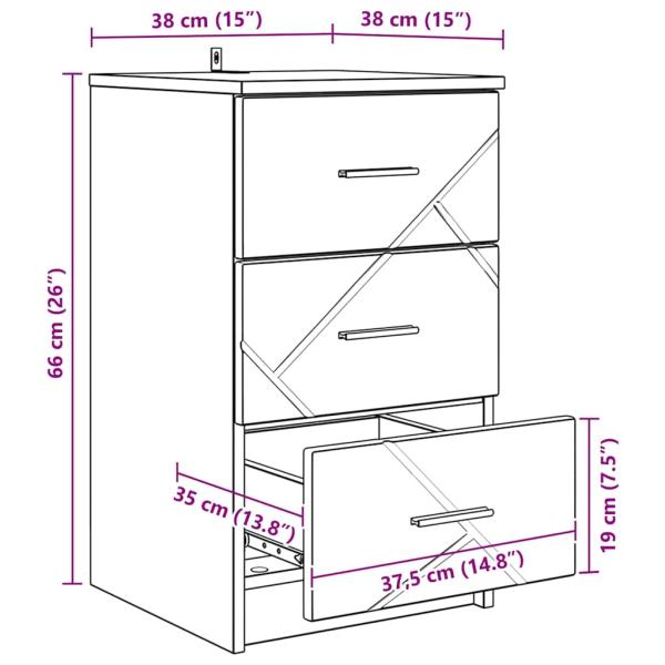 Nachttisch Braune Eiche 38 x 38 x 66 cm Holzwerkstoff