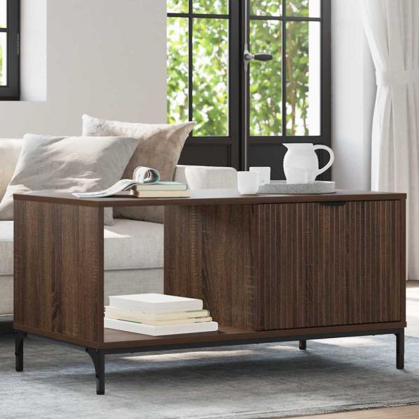 ARDEBO.de - Couchtisch Braune Eiche 90 x 49 x 46 cm Holzwerkstoff