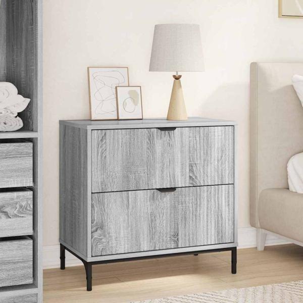 ARDEBO.de - Nachttisch Grau Sonoma 63,5 x 36 x 61 cm Holzwerkstoff