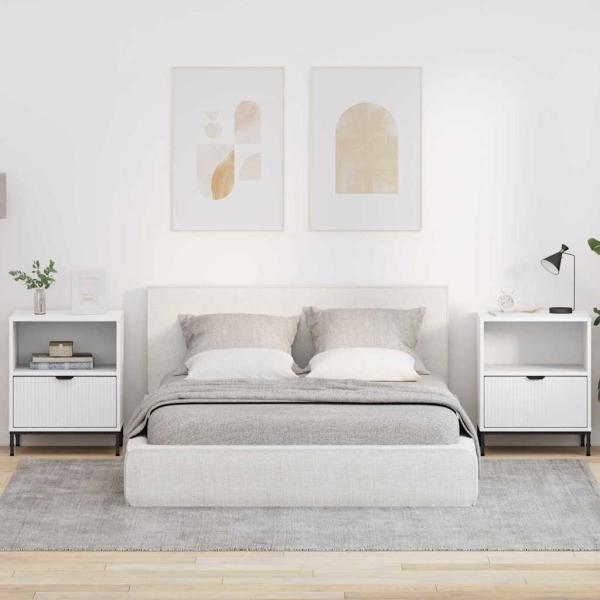 ARDEBO.de - Nachttische 2 pcs Weiß 49 x 36 x 61 cm Holzwerkstoff