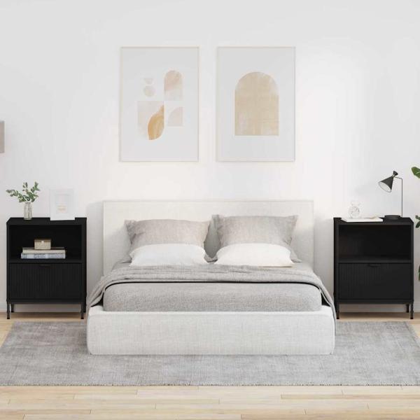 ARDEBO.de - Nachttische 2 pcs Schwarz 49 x 36 x 61 cm Holzwerkstoff