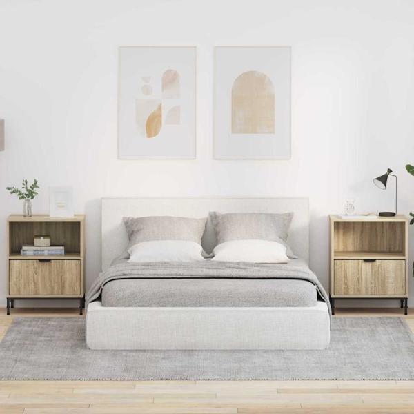 ARDEBO.de - Nachttische 2 pcs Sonoma Eiche 49 x 36 x 61 cm Holzwerkstoff