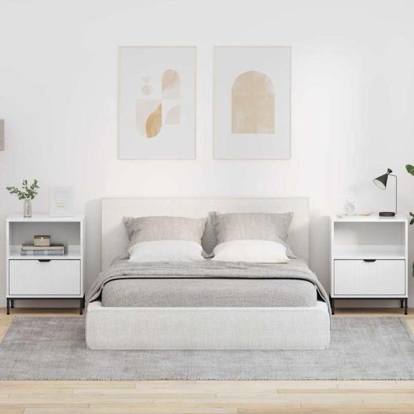 ARDEBO.de - Nachttische 2 pcs Hochglanz-Weiß 49 x 36 x 61 cm Holzwerkstoff