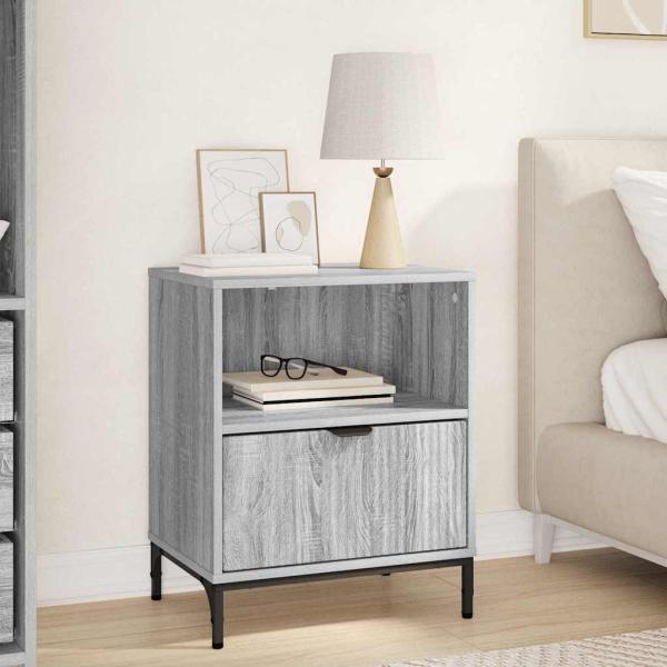 ARDEBO.de - Nachttisch Grau Sonoma 49 x 36 x 61 cm Holzwerkstoff