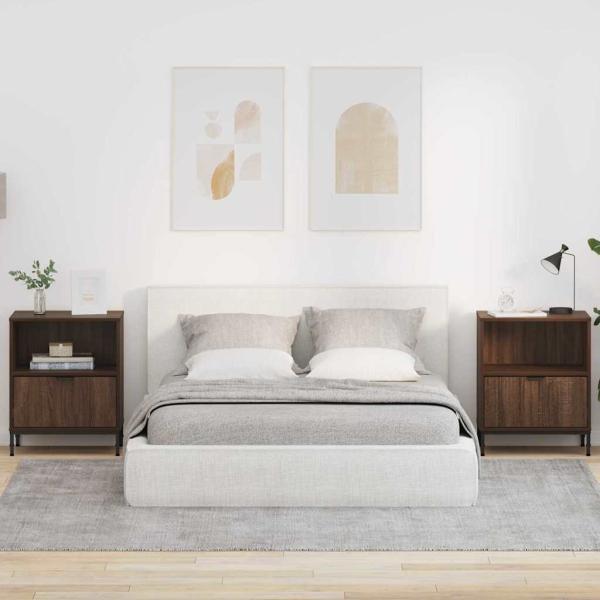 ARDEBO.de - Nachttische 2 pcs Braune Eiche 49 x 36 x 61 cm Holzwerkstoff