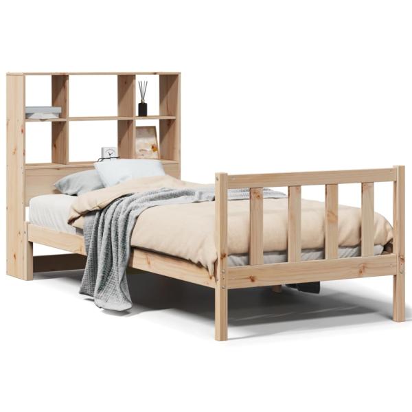 Massivholzbett mit Regal ohne Matratze 90x190 cm Kiefer