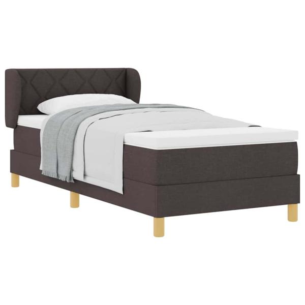 Boxspringbett mit Matratze Creme 90x200 cm Stoff Dunkelbraun
