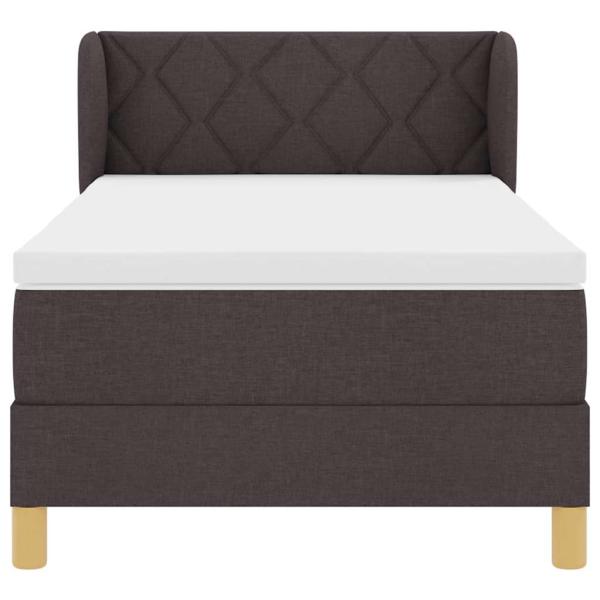 Boxspringbett mit Matratze Creme 90x200 cm Stoff Dunkelbraun